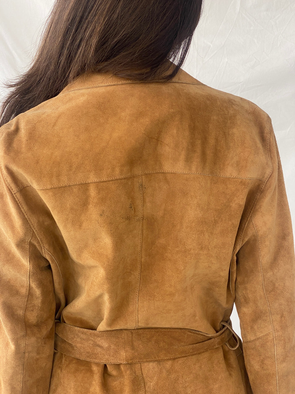Vintage BELFE & BELFE Tan Genuine Suede Leather Buttoned Jacket - L