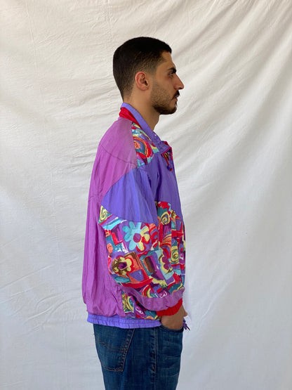 Vintage 80s/90s Profile Multi-Colored Windbreaker Jacket - L