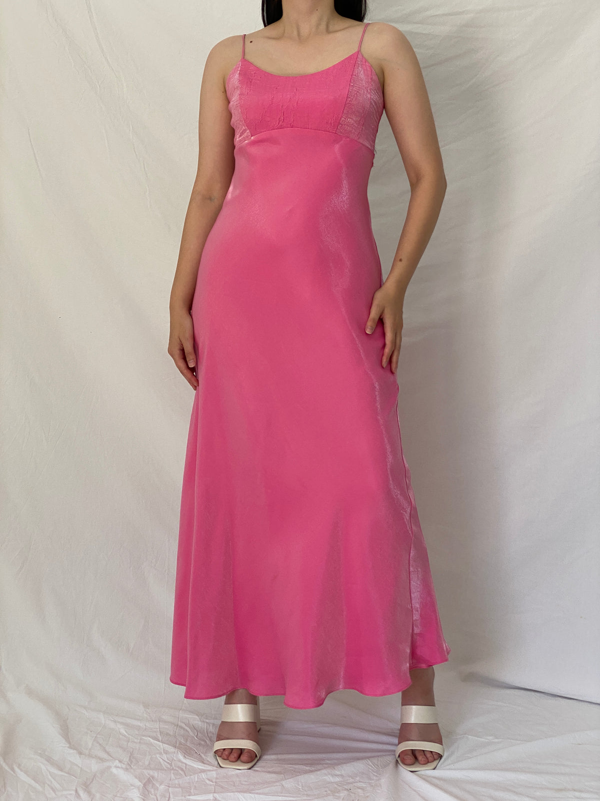 Vintage Y2K Chelsea Nites Pink Satin Prom Maxi Dress – M Vintage Y2K Chelsea Nites Pink Satin Prom Maxi Dress – M