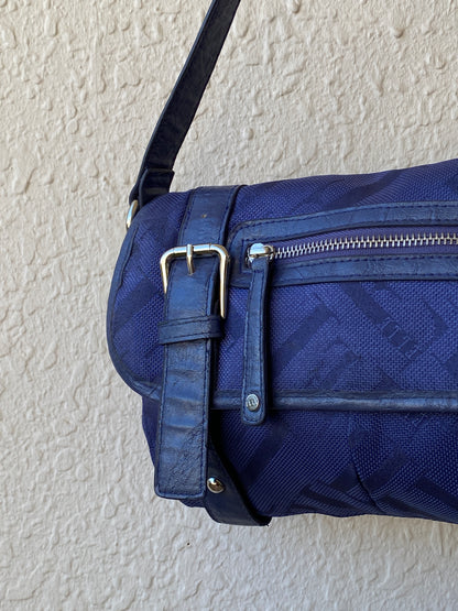 Everyday Elle Navy Blue Shoulder Bag With Buckle Detail & Adjustable Strap