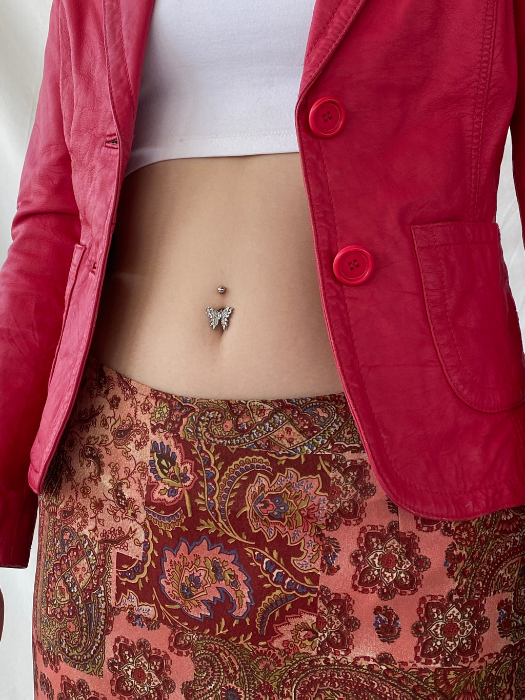 Vintage Gipsy Genuine Leather Pink Women’s Button Front Blazer - XS