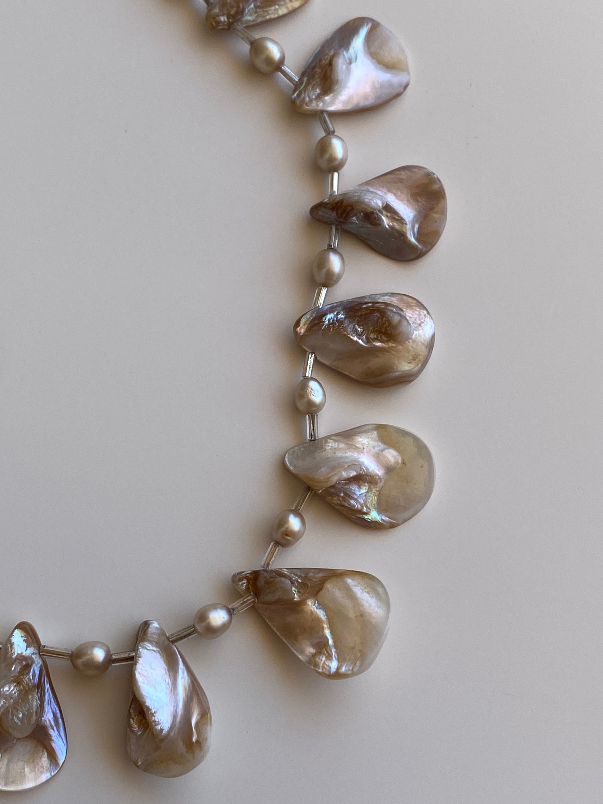 Vintage Mother of Pearl Shell & Faux Pearl Statement Choker Necklace Vintage Mother of Pearl Shell & Faux Pearl Statement Choker Necklace