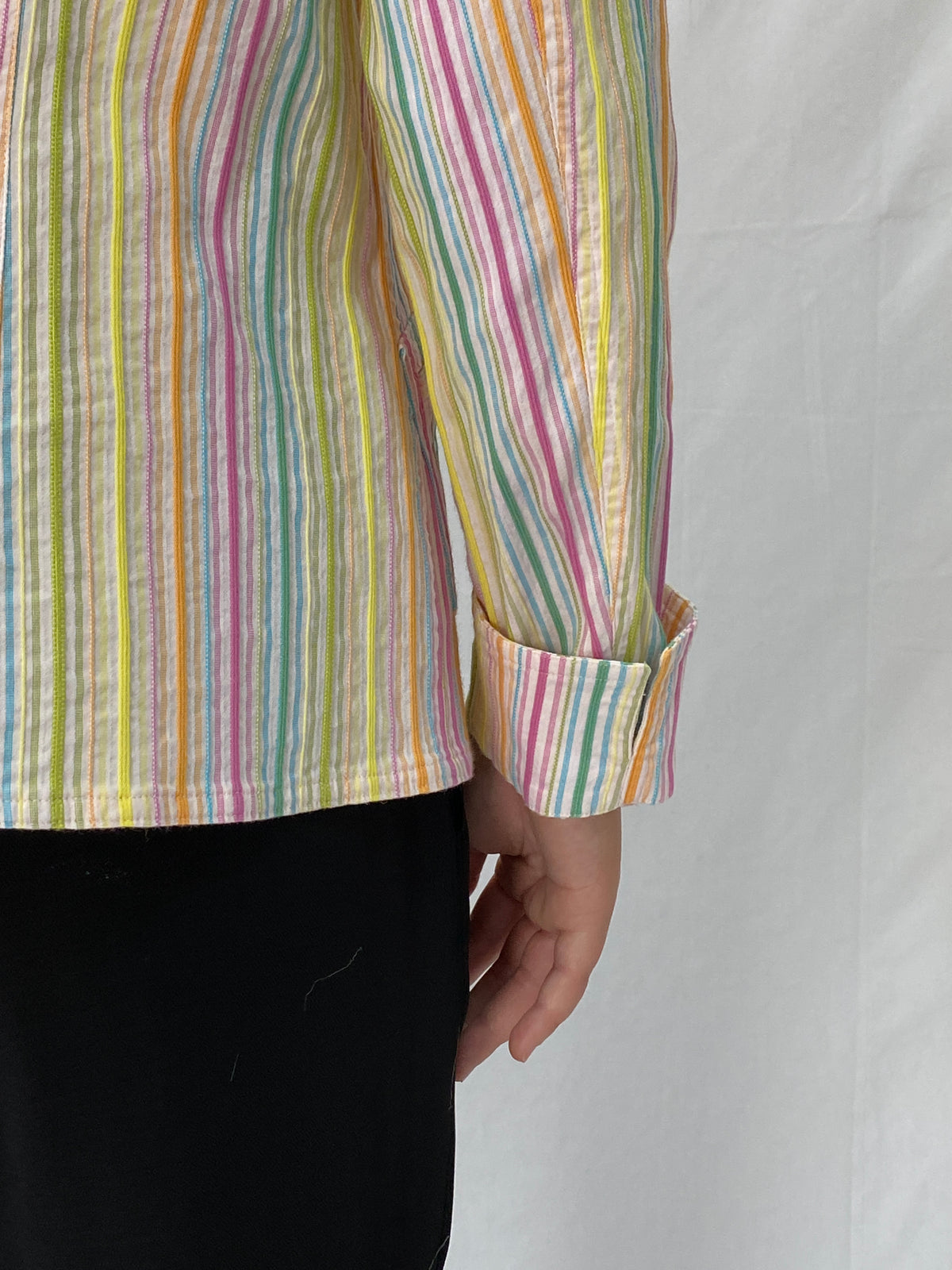 Vintage Y2K Preppy Verse Pastel Striped Rainbow Blazer - S Vintage Y2K Preppy Verse Pastel Striped Rainbow Blazer - S