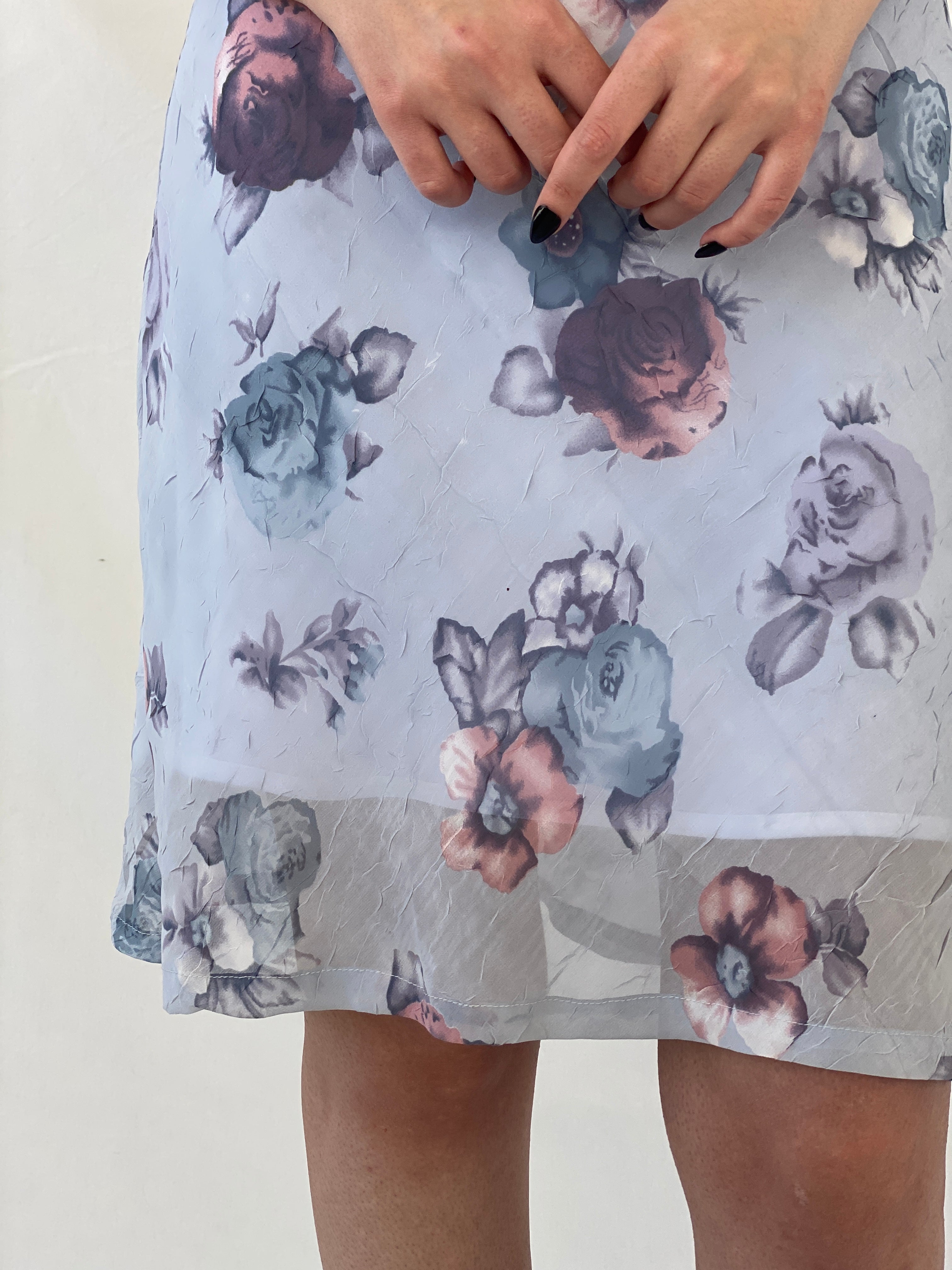 Vintage Y2K N.C.C Australia Blue Floral Midi Dress - M