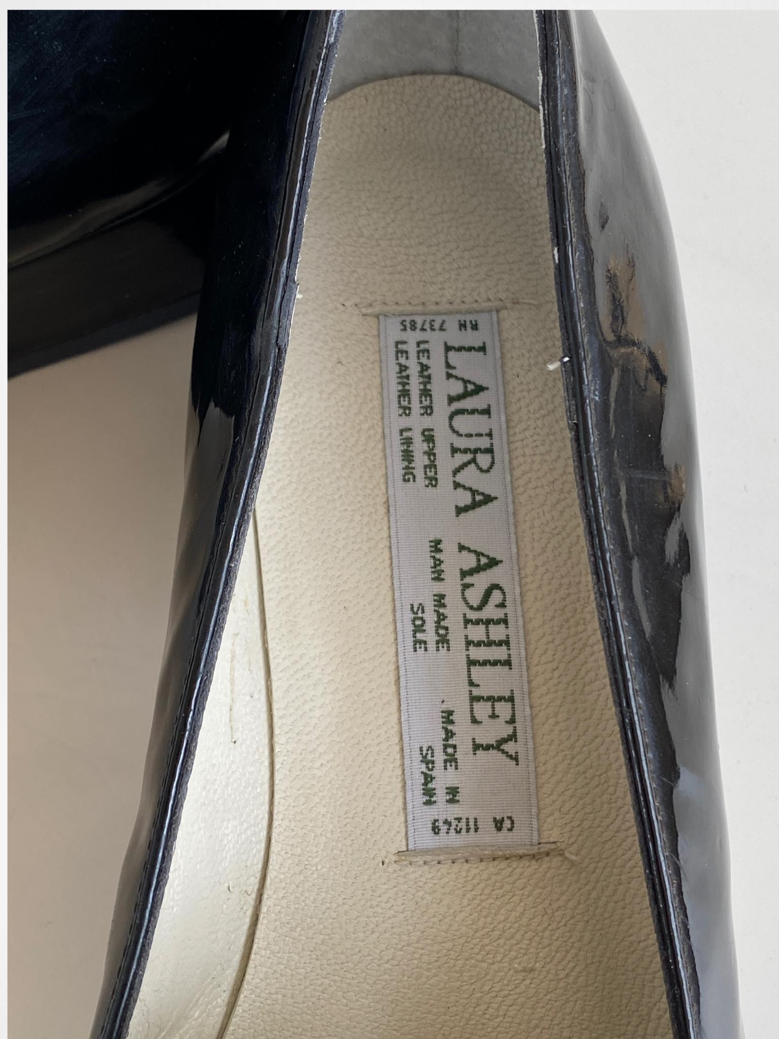 Vintage Laura Ashley Black Patent Leather Loafers with Buckle Detail – Women’s Size 38EU