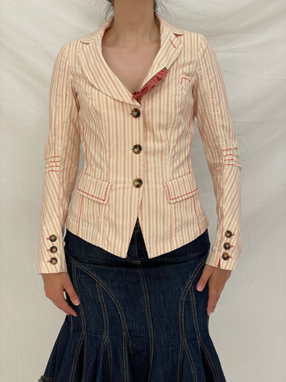 Vintage Tarmanuda by Grazia Pi Pink Striped Tailored Blazer – S