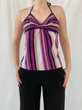 Everyday Y2K Purple Striped Halter Top - L