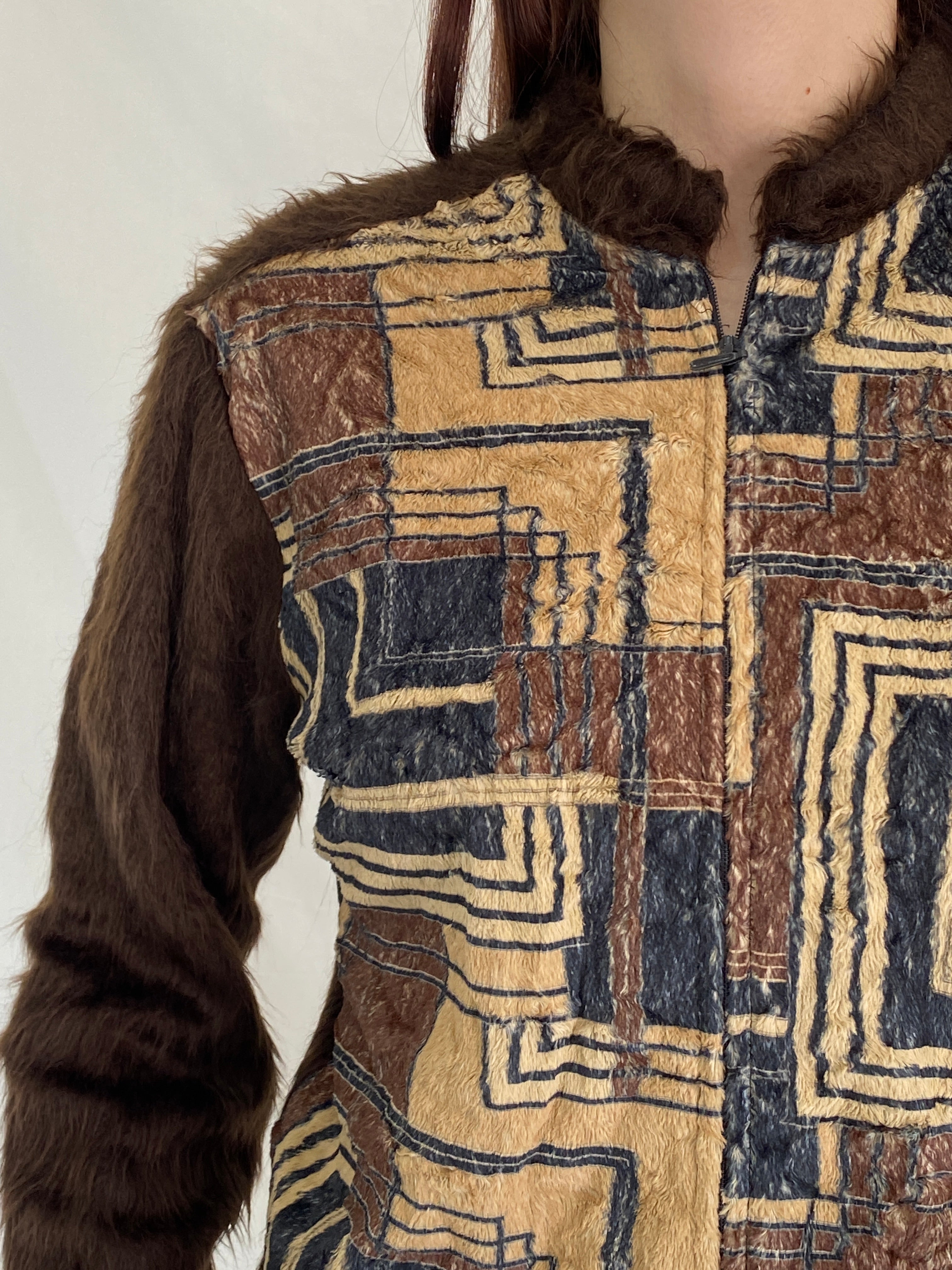 Vintage Margriet Nannings Mohair Blend Cardigan 90s Avant Garde Tribal Geometric Jacket - S