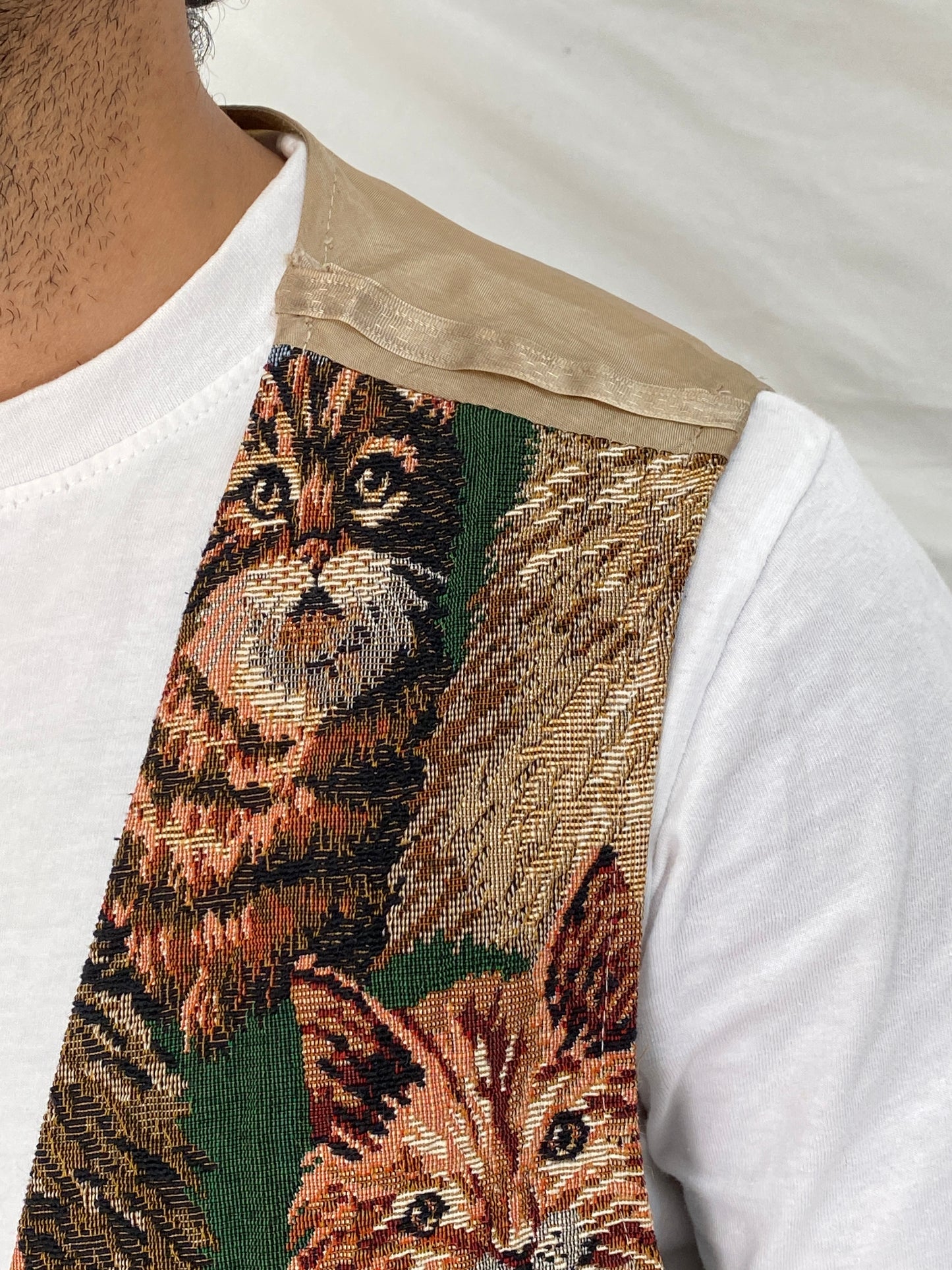 Vintage Partners II Cat Tapestry Cotton Blend Vest Novelty Animal Boho Waistcoat – L