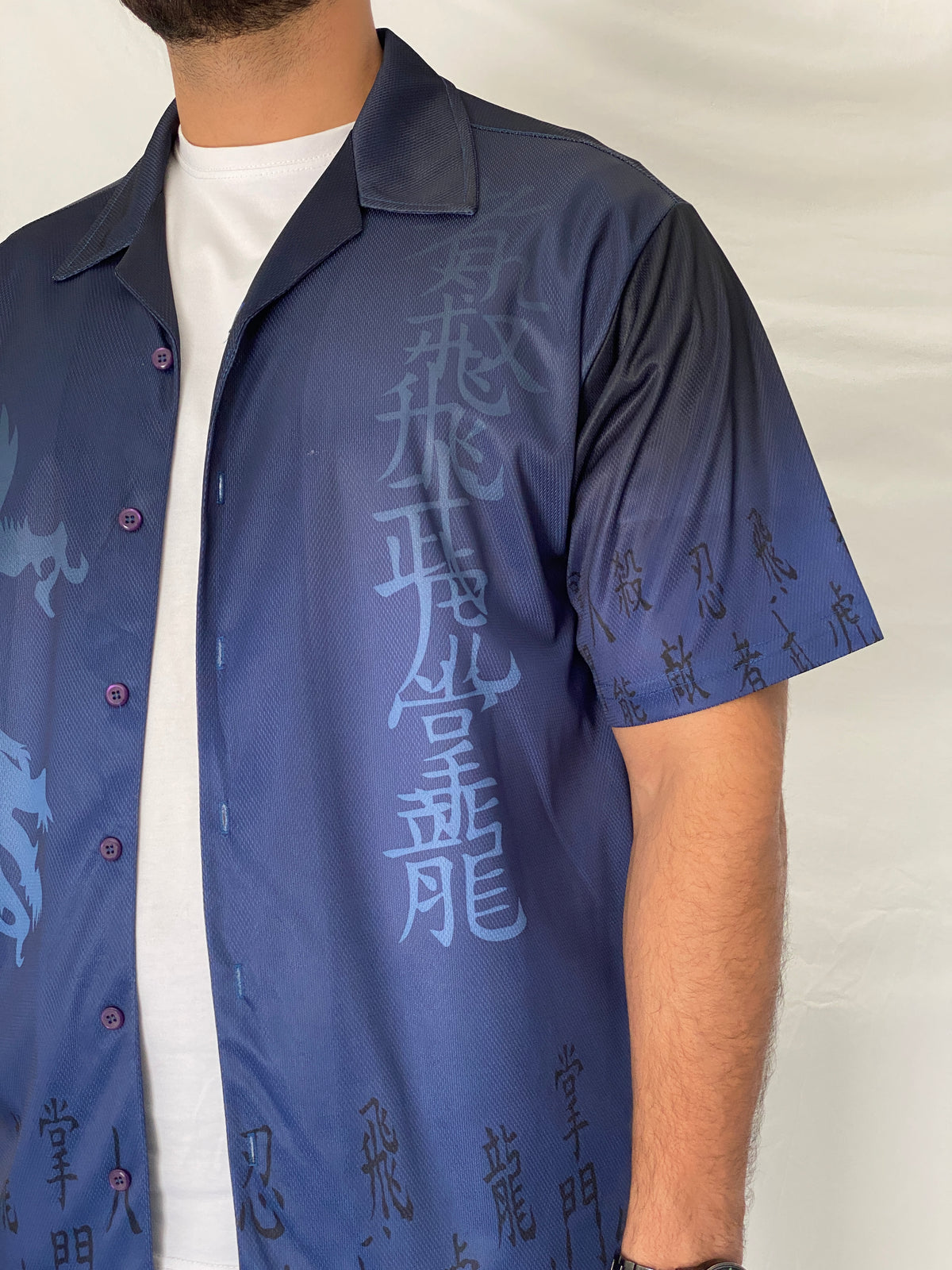Vintage U Utility Blue Dragon Mesh Y2K Asian Graphic Shirt – M Vintage U Utility Blue Dragon Mesh Y2K Asian Graphic Shirt – M