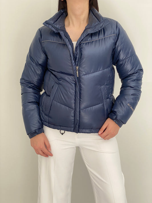 Columbia Sportswear Metallic Navy Down Quilted Puffer Jacket – M