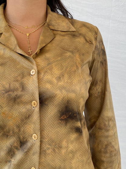 Vintage Dream Time Marble Brown Full-Sleeve Shirt - M