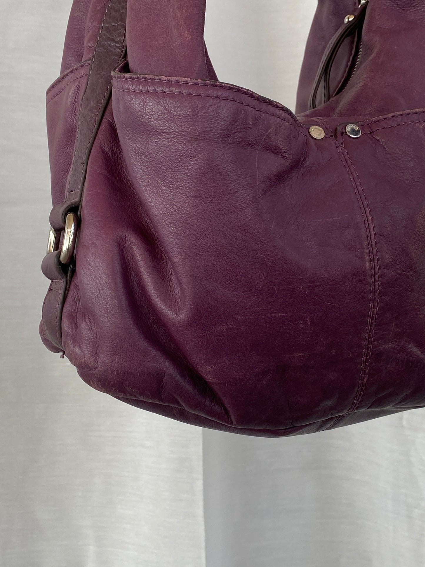 Purple Tignanello Leather Hobo Shoulder Bag