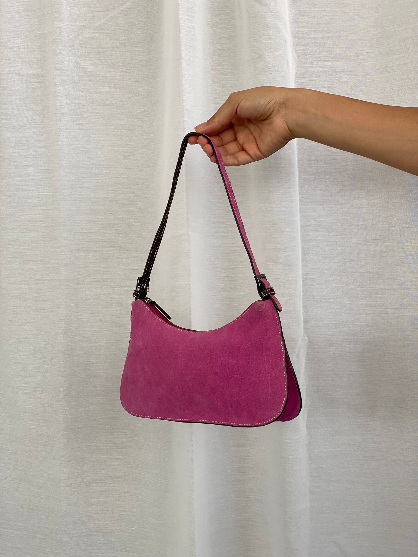 Y2K Preview International Pink Suede Mini Shoulder Bag