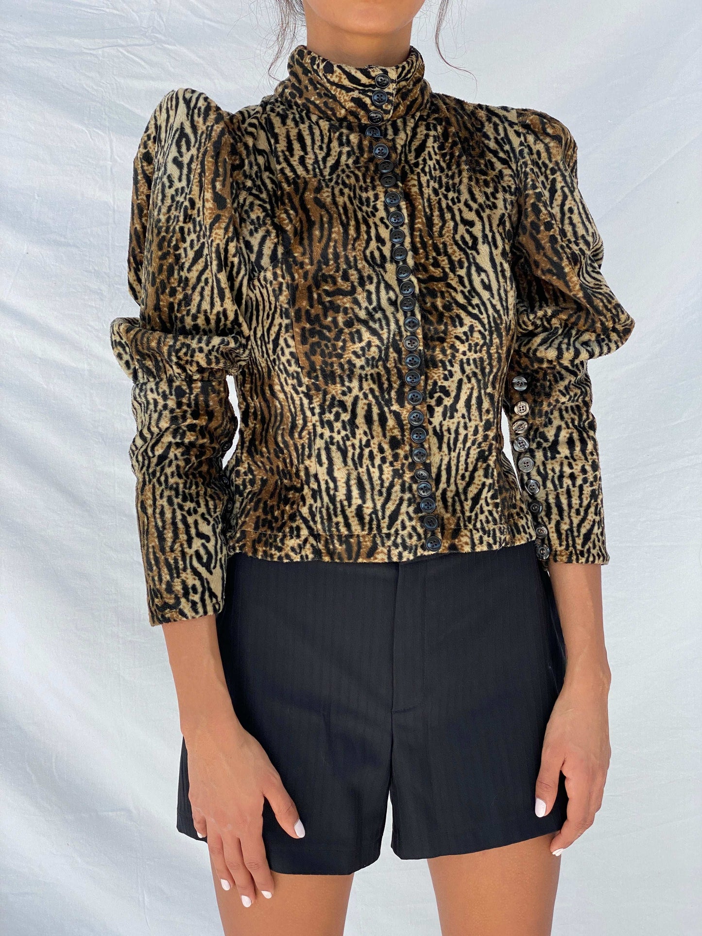 Vintage Handmade Leopard Print Top - Size XS - Balagan Vintage Full Sleeve Top 00s, 90s, full sleeve top, Tojan, winter