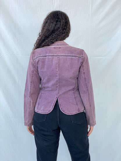 Vintage 00s Faithfull Purple Blazer Denim Like Effect - L