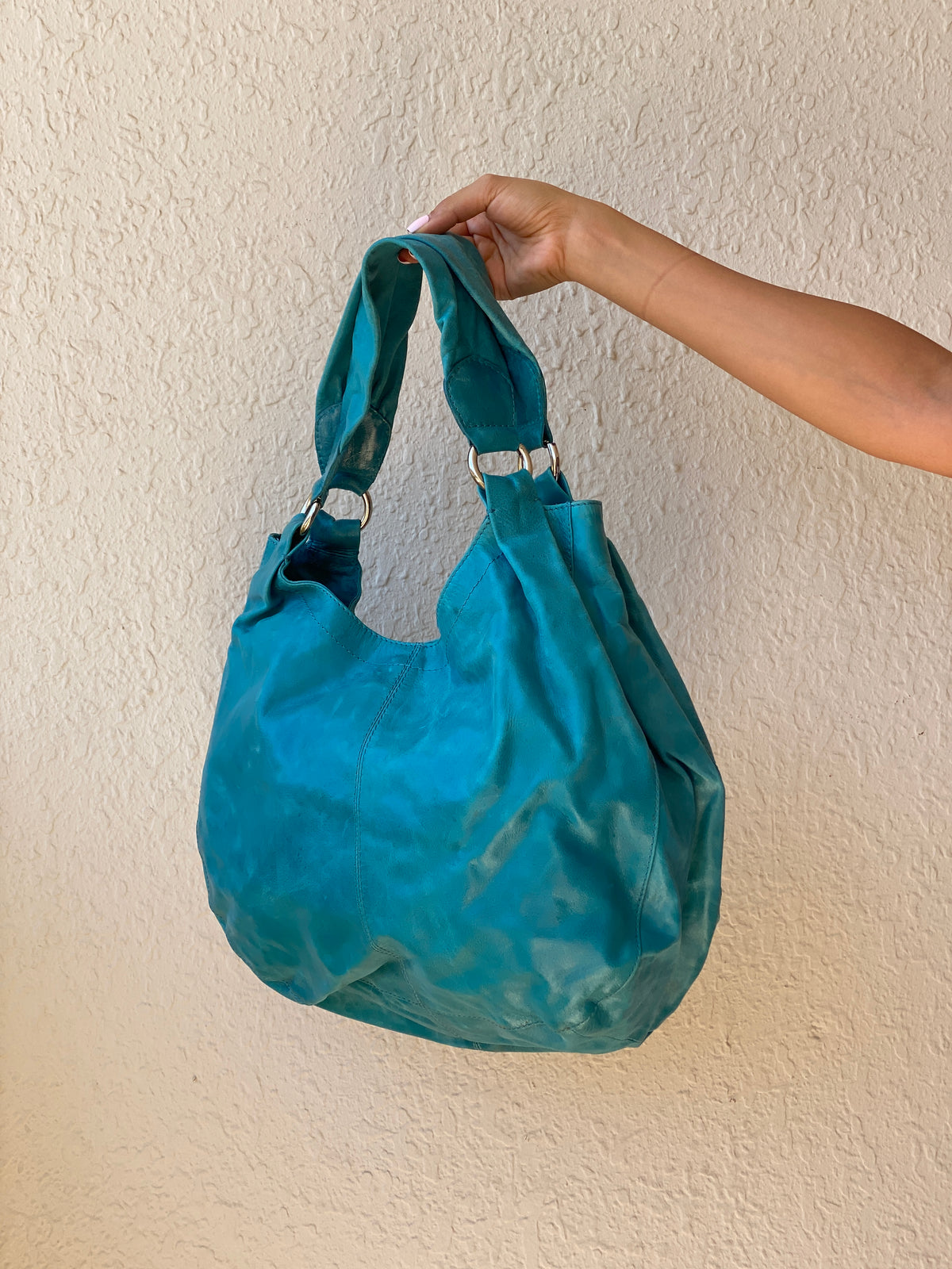 Vintage Y2K Bejin Korf Turquoise Genuine Leather Slouchy Hobo Shoulder Bag Vintage Y2K Bejin Korf Turquoise Genuine Leather Slouchy Hobo Shoulder Bag