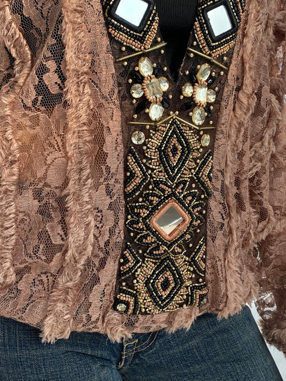 Vintage My Story Paris Limited Edition Beaded Lace Women’s Top - L