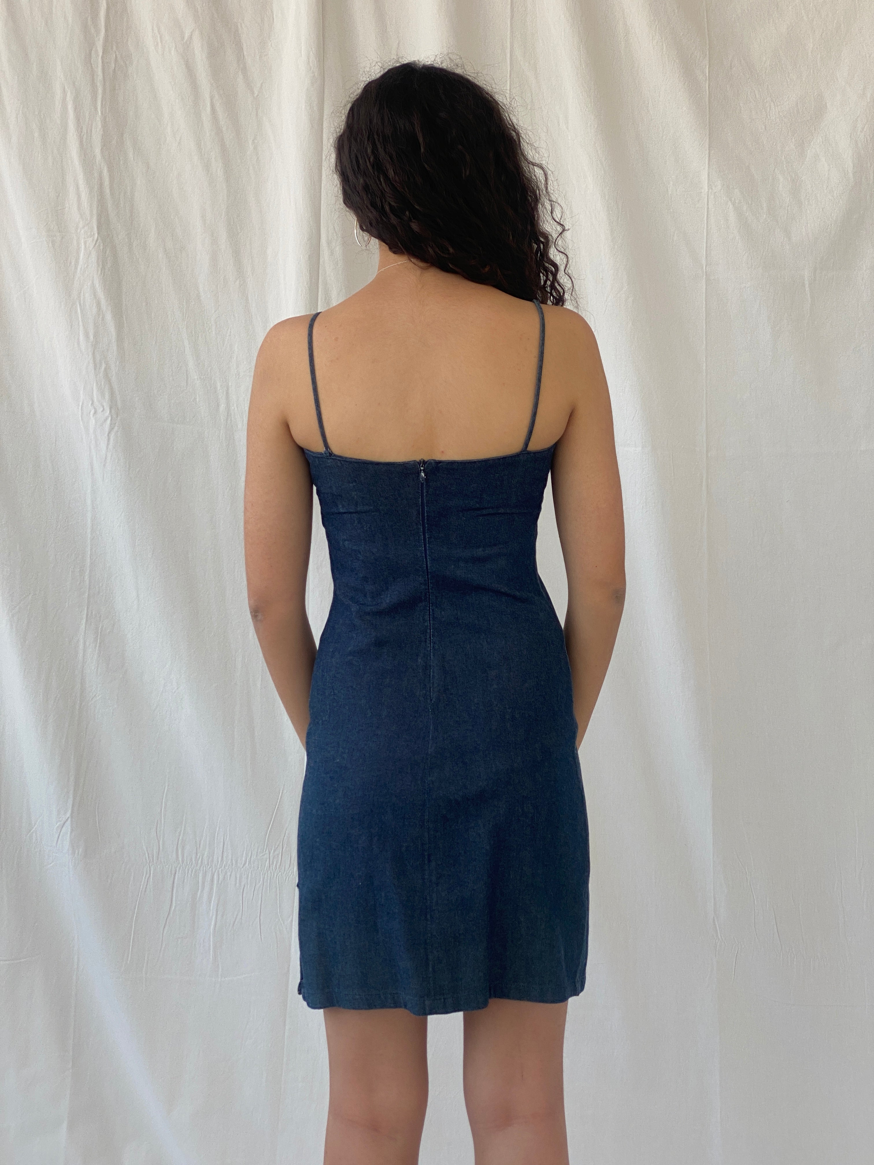 Y2k WPÏ Waipaï Fitted Short Spaghetti Strap Denim Dress - S