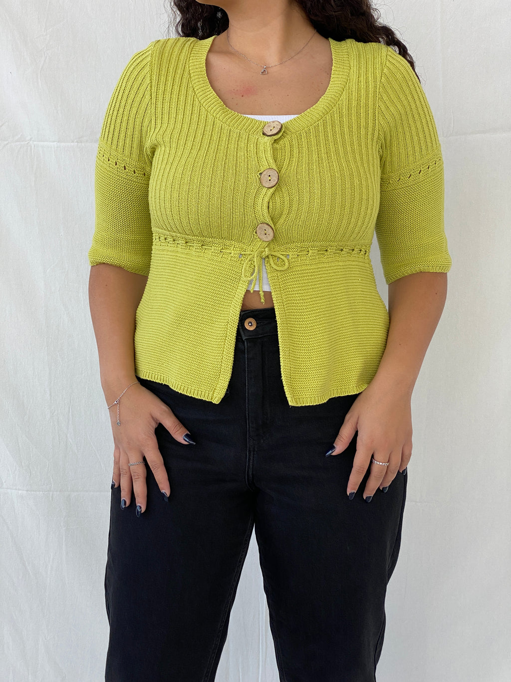 Vintage Cache Cache Green Knitted Cardigan - L