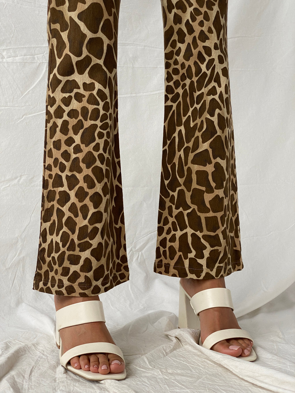 CHERIMAX Giraffe Print Brown and Beige Flare Pants - XS