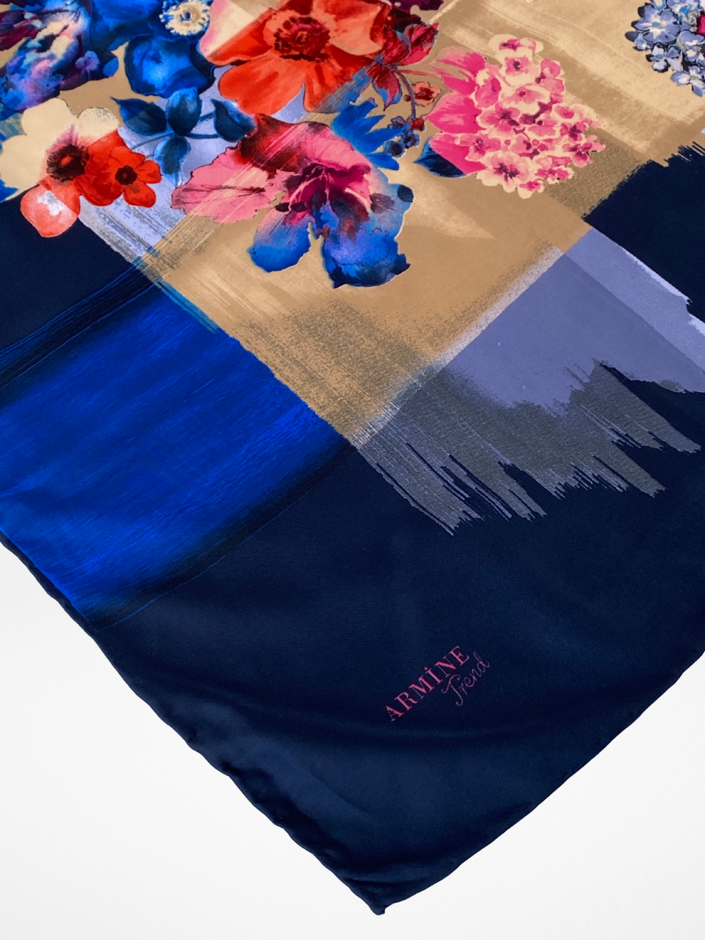 Beautiful Armine Trend Floral Navy Blue Square Scarf