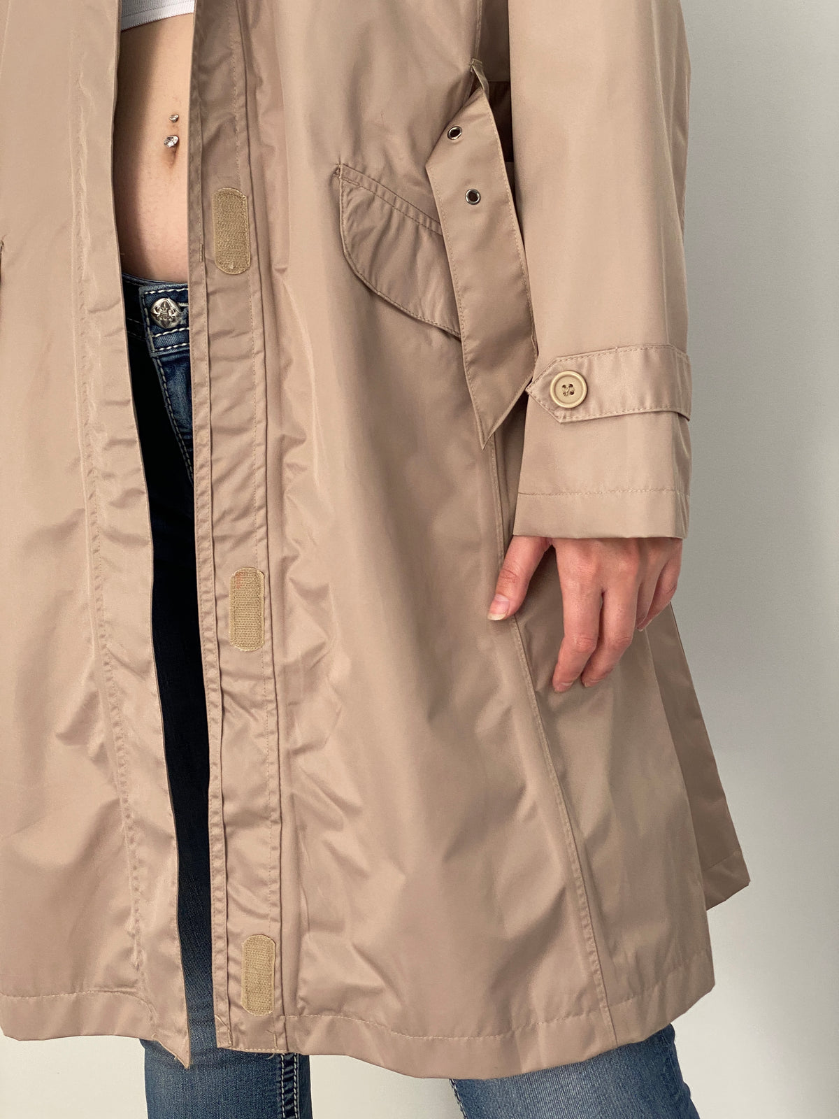 Vintage Cecilia Classics Beige Hooded Belted Trench Coat – L