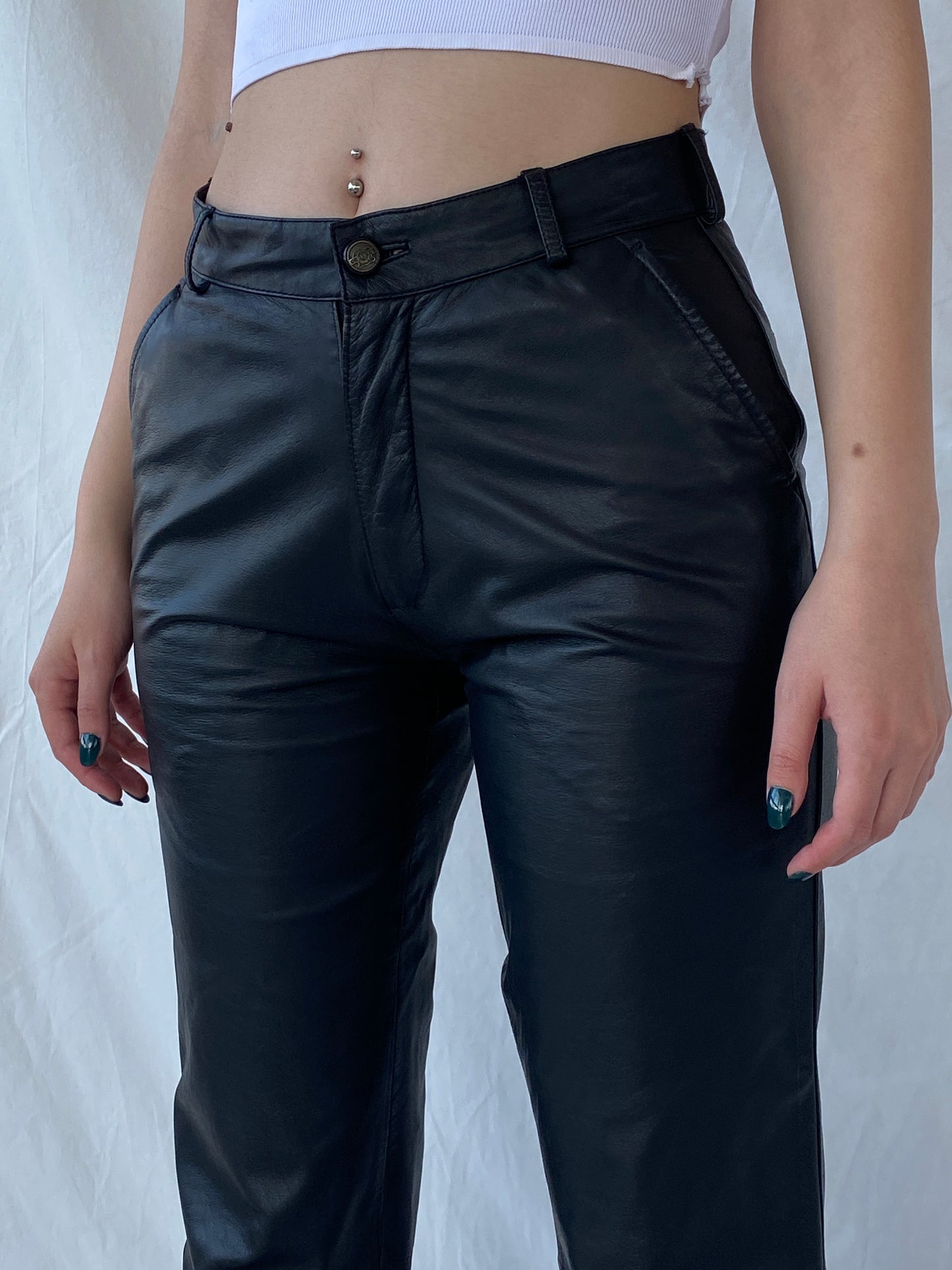 Vintage Raberg The Leather Generation Black Genuine Leather Bikers Pants - M