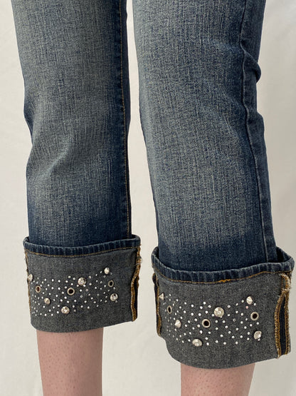 Vintage Y2K D&G Dolce & Gabbana Low Rise Studded Capri Cropped Jeans - 38EUR
