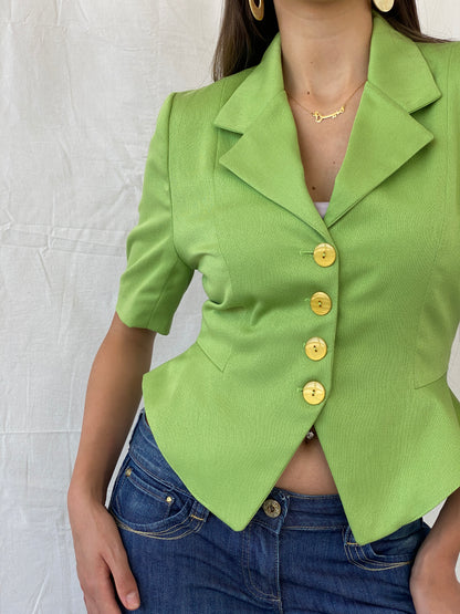 Vintage MCM M Comme Michael Paris Green Half Sleeve Blazer - S