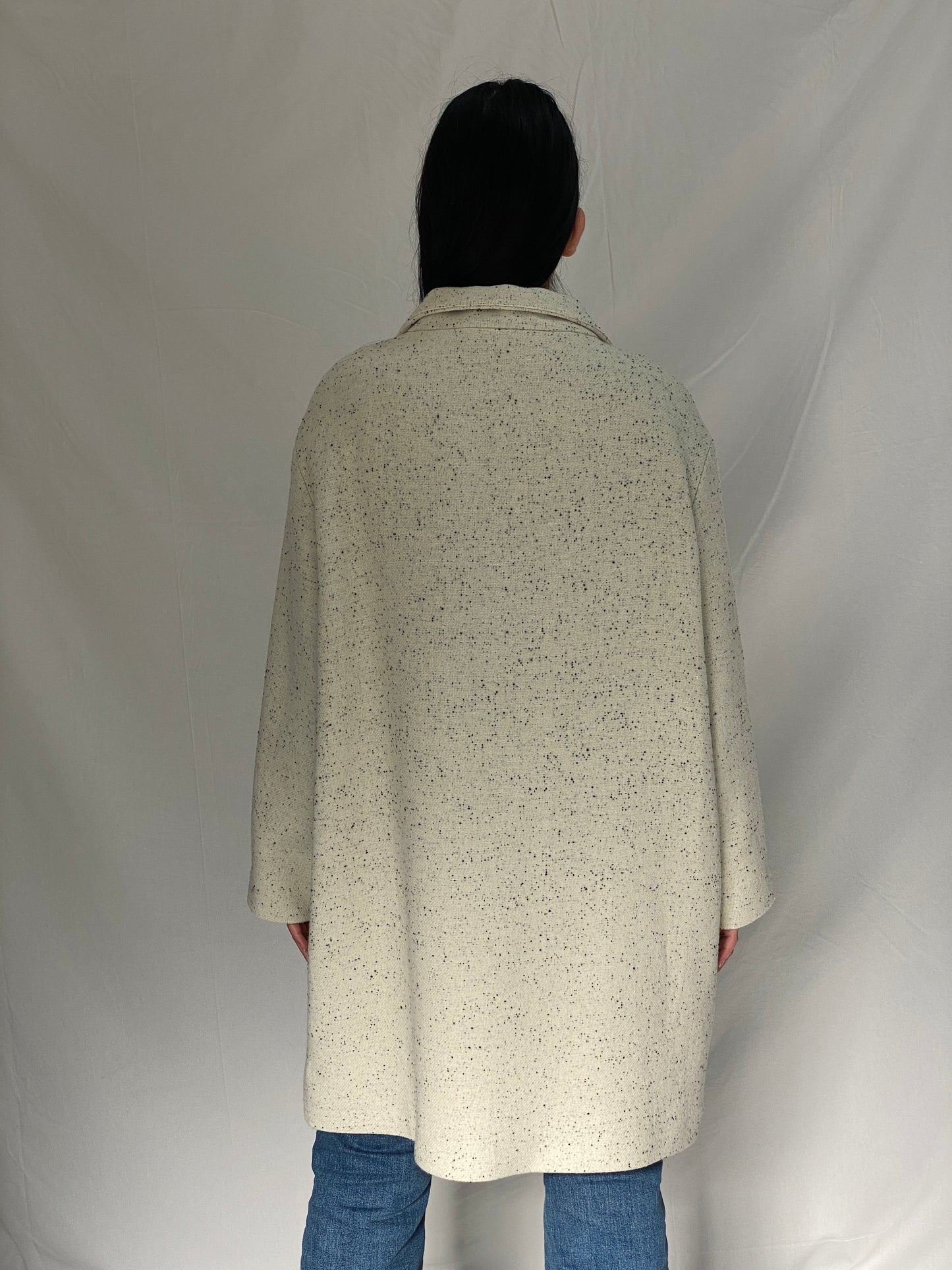 Autograph Cream Speckled Oversized Wool-Blend Italian Fabric Coat - XL