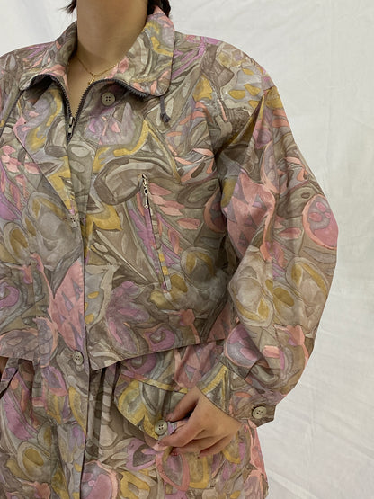 Vintage 90s Pastel Abstract Print Lightweight Windbreaker Jacket - S