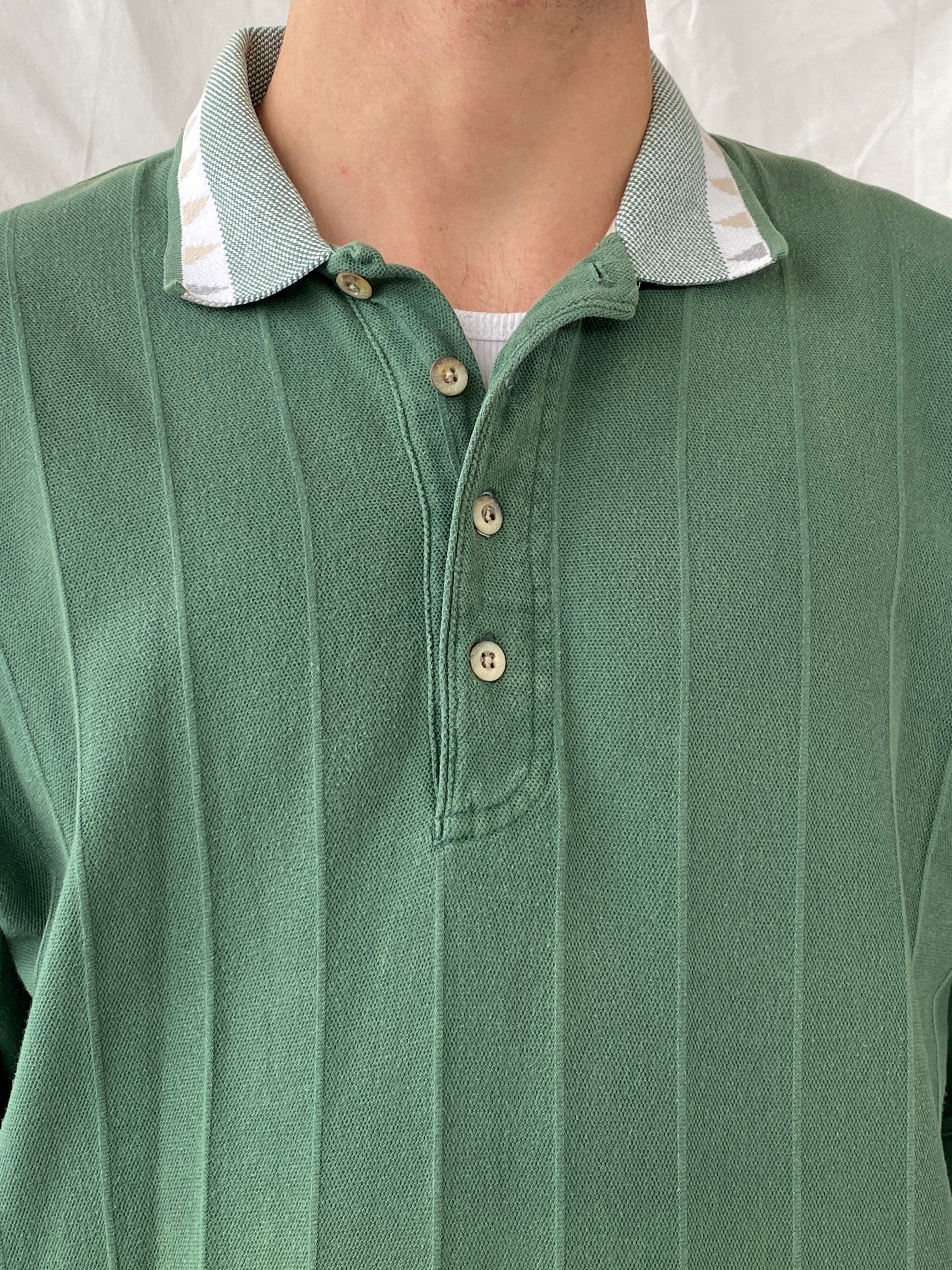 قميص جولف رجالي بياقة بولو خضراء من مجموعة Vintage Greg Norman Collection - مقاس كبير