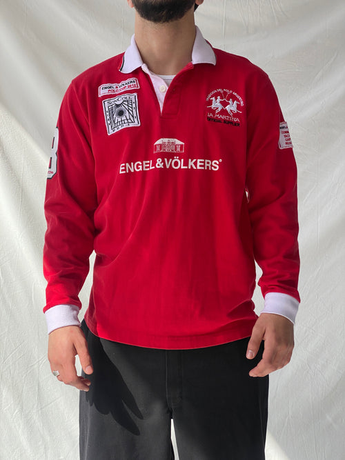 Authentic La Martina Saddlery Engel & Völkers 2012 Polo Cup Red Long Sleeve Cotton Jersey - M