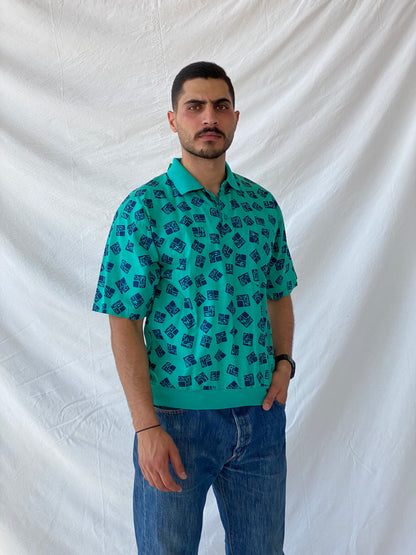 Vintage 90s IMPRINTS Mens Green Oversized Short-Sleeve Top - M