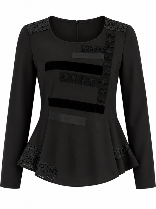 Vintage SÃO PAULO Black Sequin Patched Peplum Evening Top – S