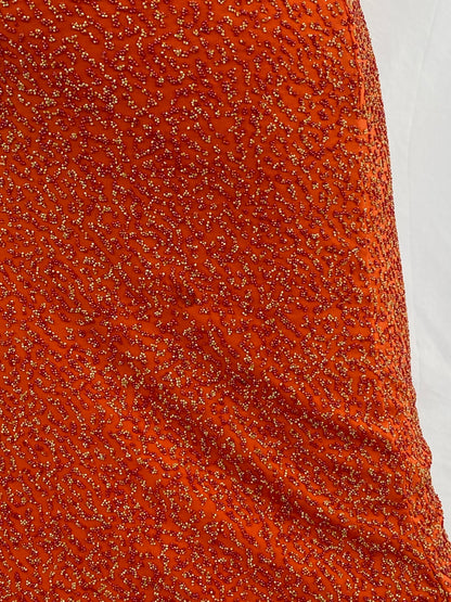 Stunning Alexia Admor Beaded Hot Orange Backless Midi Dress - L