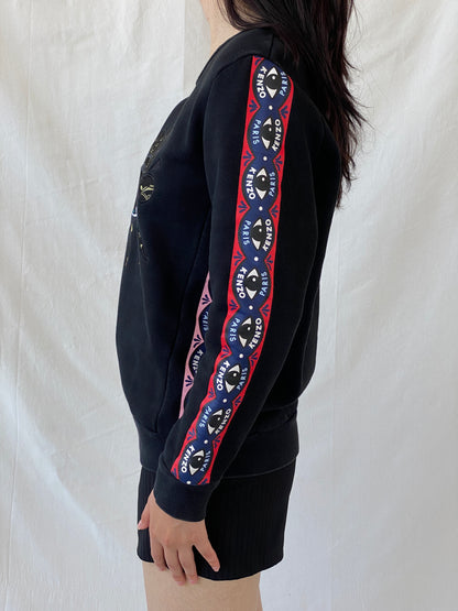 Kenzo Paris Black Fleece Eye Print Crew Neck Cotton Sweatshirt - L