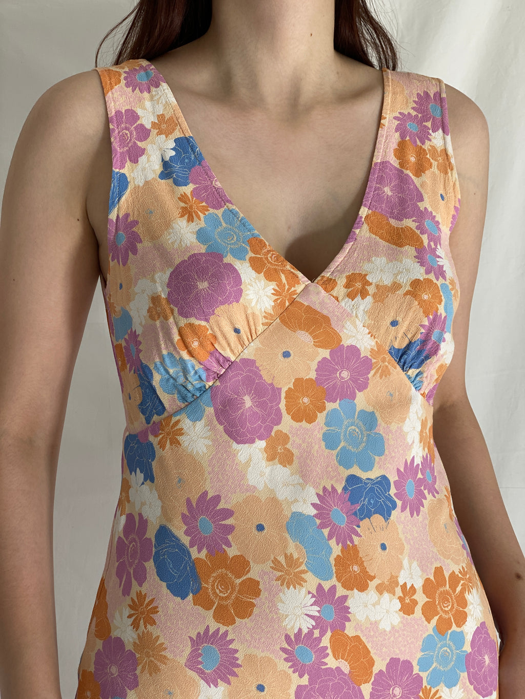 Y2K Charlie Holiday Floral Pastel 2000s Slip Style Mini Dress - S