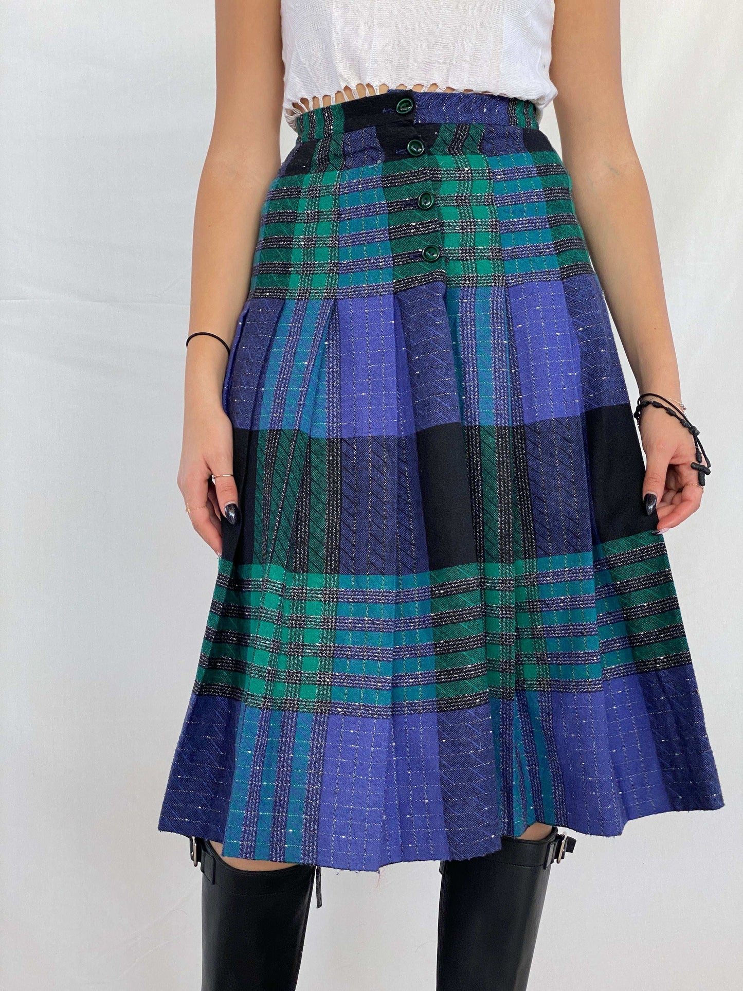 Vintage Tartan Kilted Midi Skirt - Balagan Vintage Midi Skirt 00s, 90s, Juana, midi skirt, NEW IN