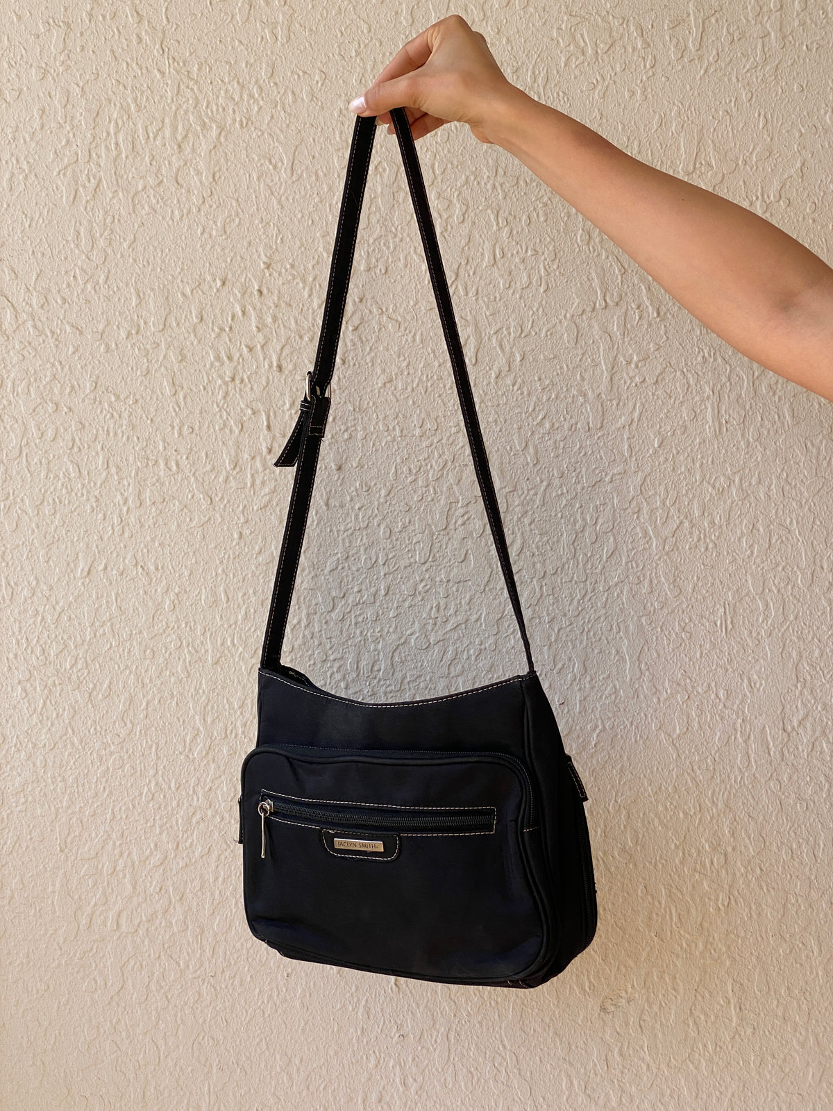 Vintage Y2K Jaclyn Smith Black Nylon Shoulder Multi-Pocket Crossbody Bag Vintage Y2K Jaclyn Smith Black Nylon Shoulder Multi-Pocket Crossbody Bag