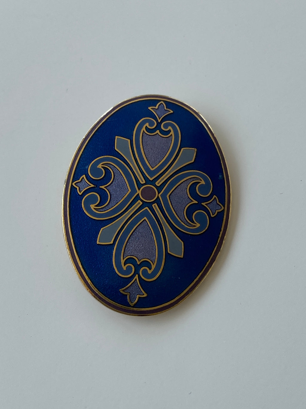 Vintage 1980s Isle of Skye Signed Blue Art Deco Style Gold Brooch