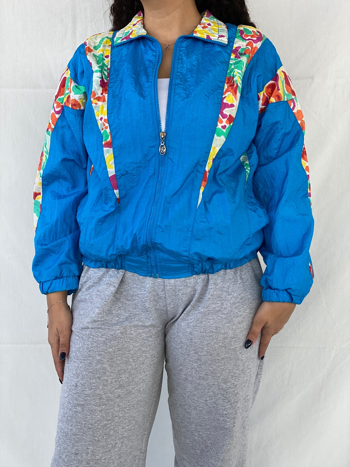 Vintage 80s/90s G Casuals Women’s Blue Windbreaker Track Jacket - S