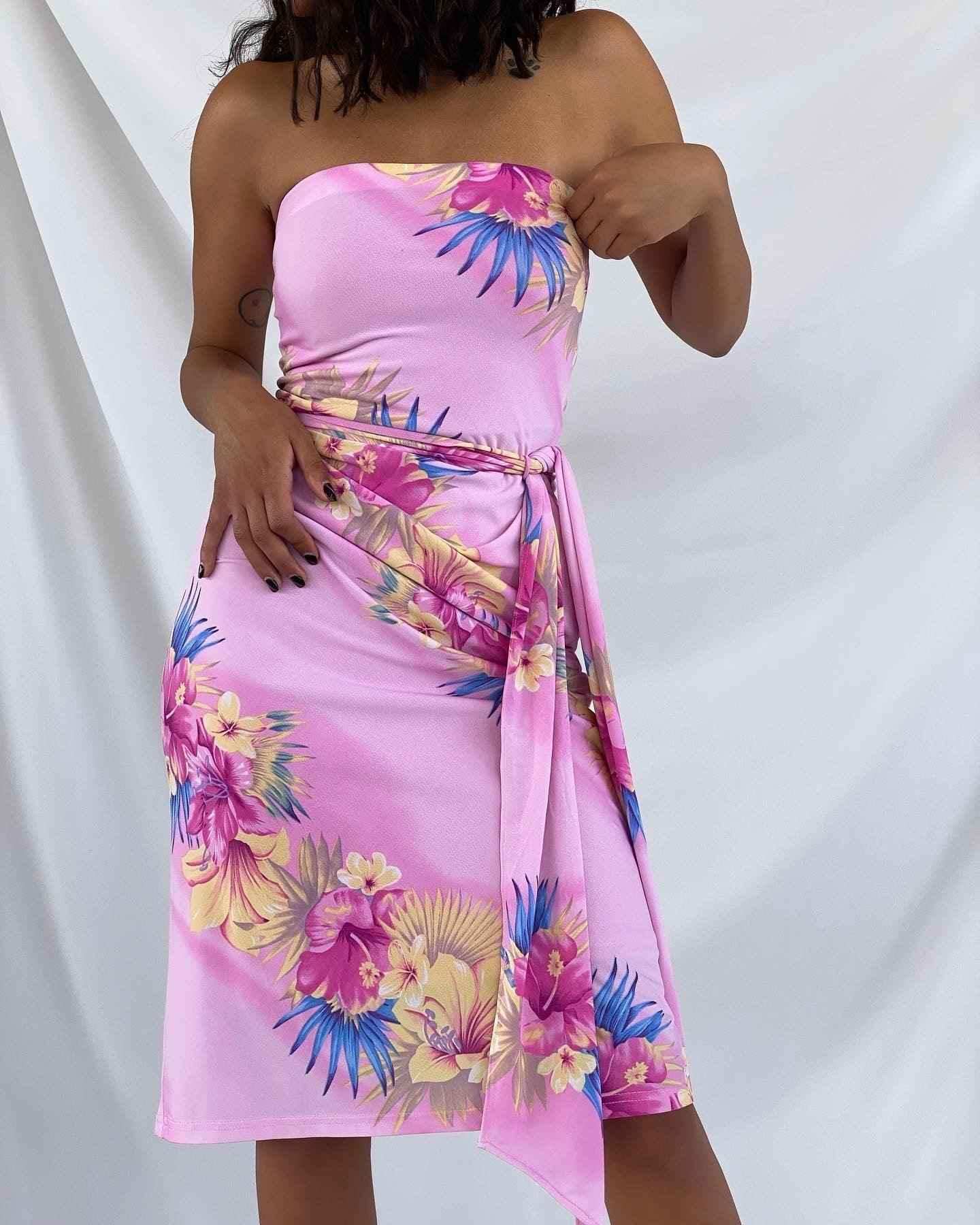 Vintage Martini floral strapless dress - Balagan Vintage Midi Dress 00s, 90s, dress, strapless dress, streetwear, summer, summer prints