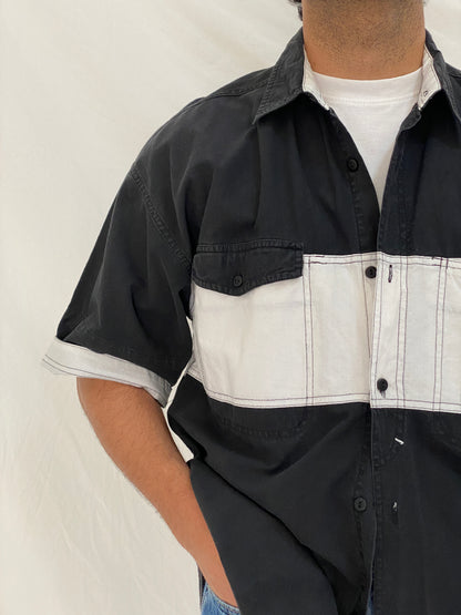 Vintage 90s Bugle Boy Colorblock Cotton Retro Skate Casual Shirt – L