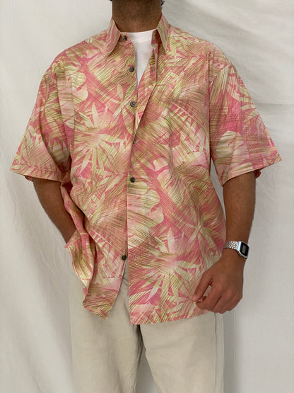 Vintage Tori Richard Pink Tropical Men’s Cotton Hawaiian Shirt – L