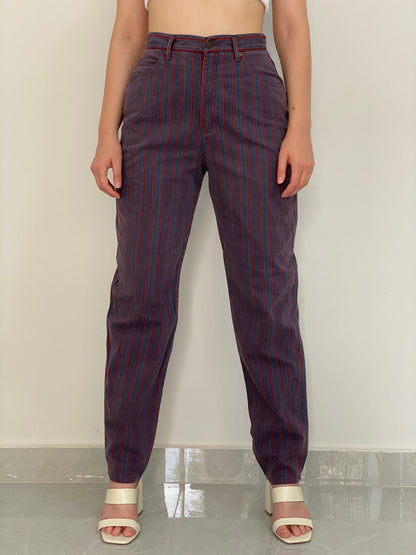 Vintage 90s Lizwear Red Striped Navy High-Waisted Jeans – 36EUR