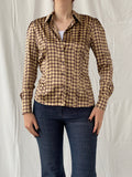 Beautiful Apart Brown Beige Polka Dot Buttoned Long Sleeve Women’s Shirt - S