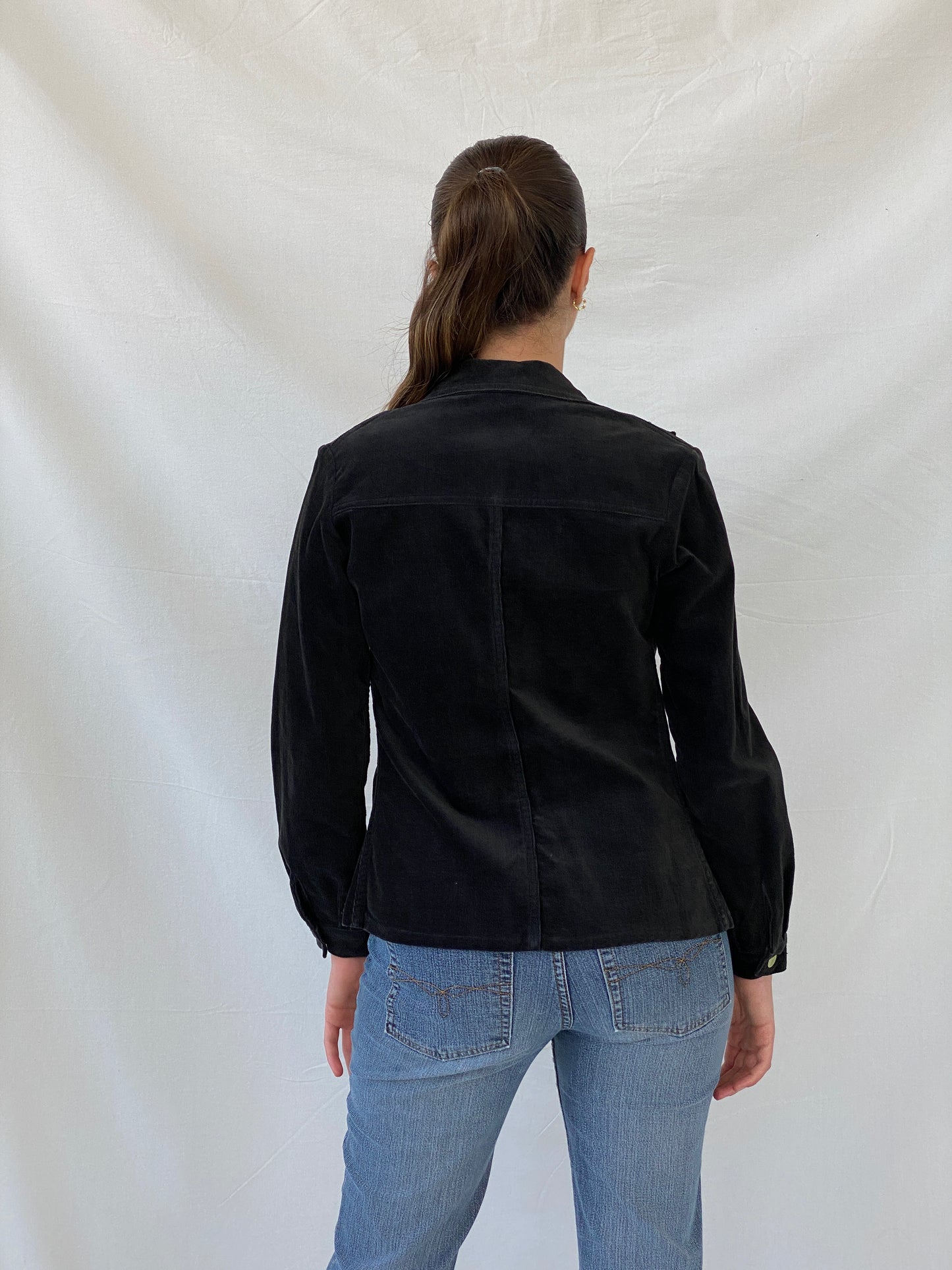 Rare 60s Vintage Miss Levi’s Gold Tab Big E Black Corduroy Blazer - M