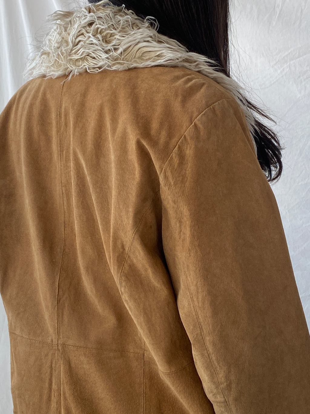 Vintage Y2K Xhilaration Genuine Suede Penny Lane Afghan Style Fur-Lined Floral Embroidered Coat - XL